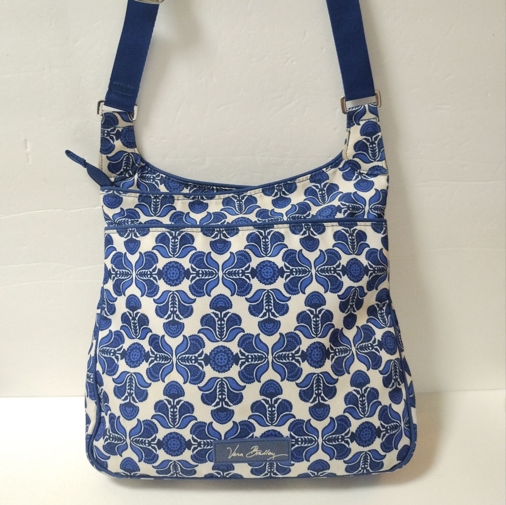 Vera Bradley Blue/White Shoulder Crossbody Messenger Bag Cobalt Tile